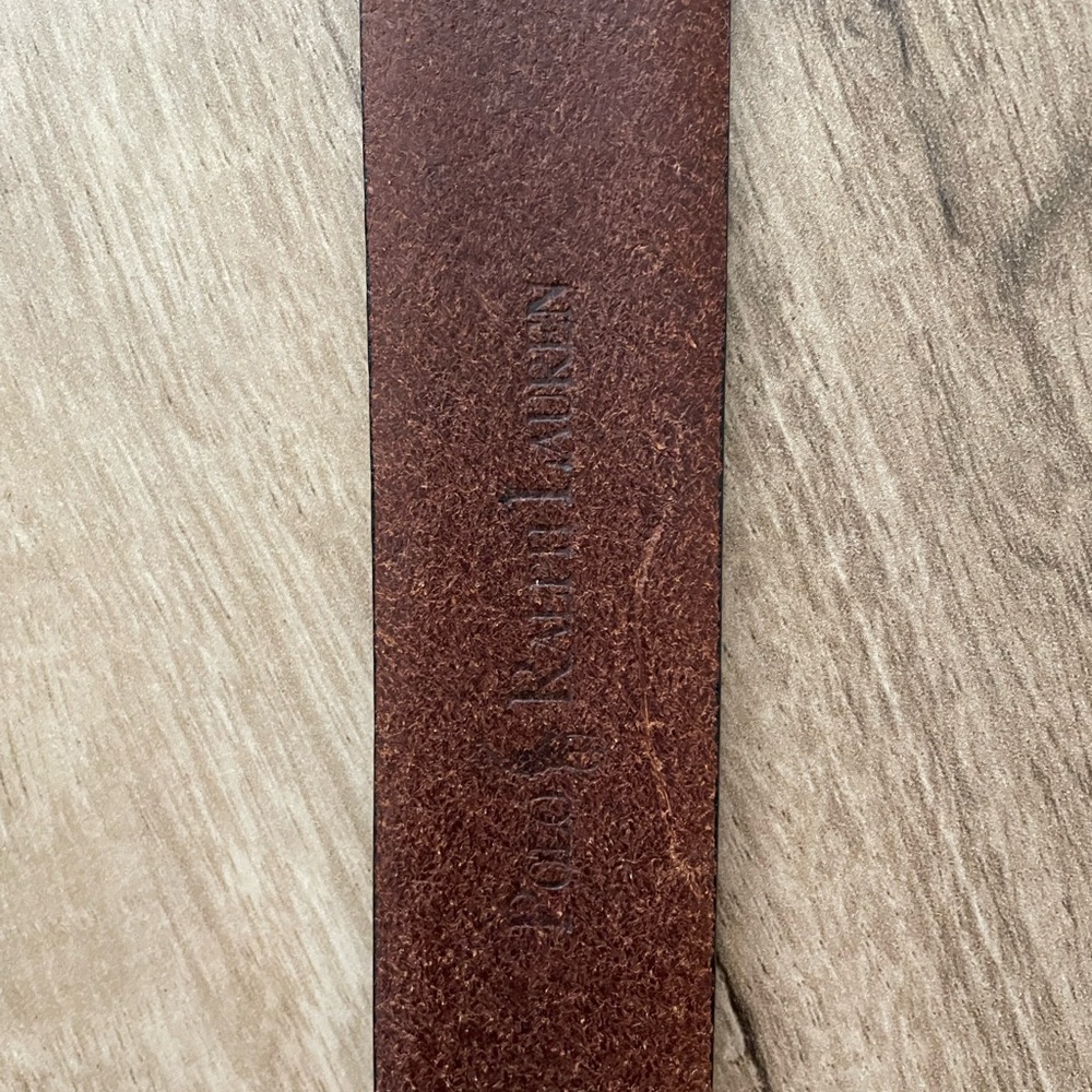 Vintage polo Ralph Lauren Italian leather belt 34” stiff overall good - Picture 3 of 4